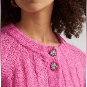 GANNI Mohair Cable-Knit Cardigan